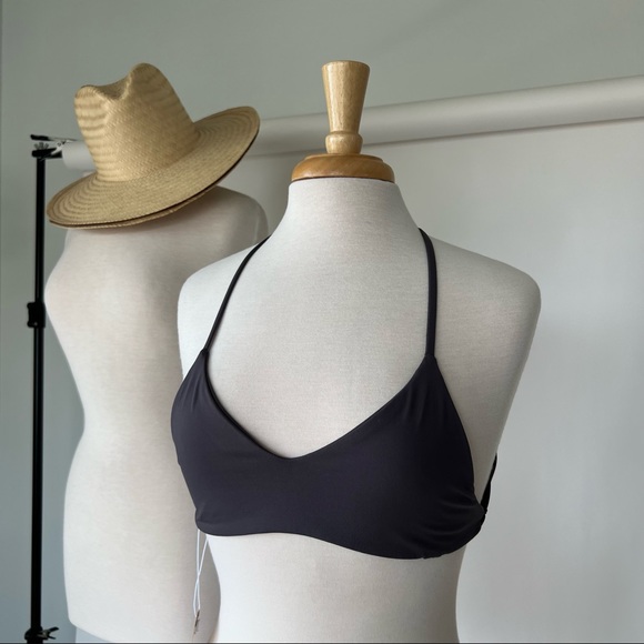 DARK GREY NWT CRISS CROSS BACK BIKINI TOP - Picture 3 of 7